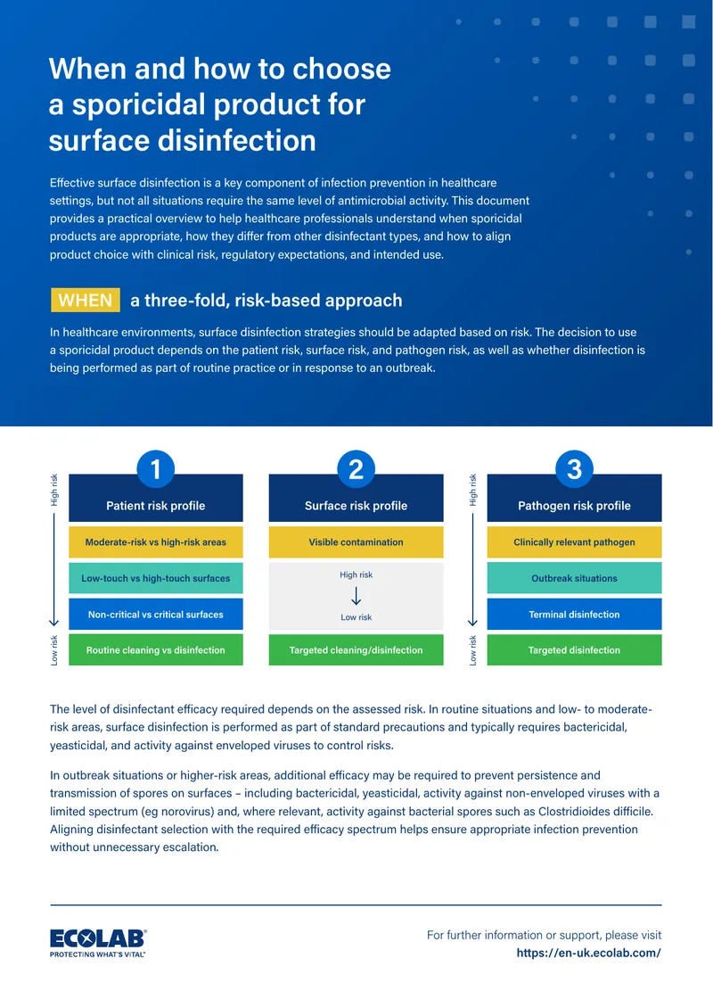 Choosing Sporicidal Products for Surface Disinfection