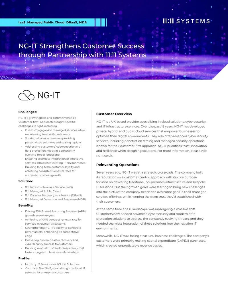 NG-IT Partnership with 11:11 Systems Case Study