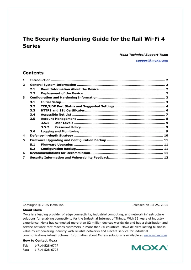 Security Hardening Guide for Rail Wi-Fi 4 Series