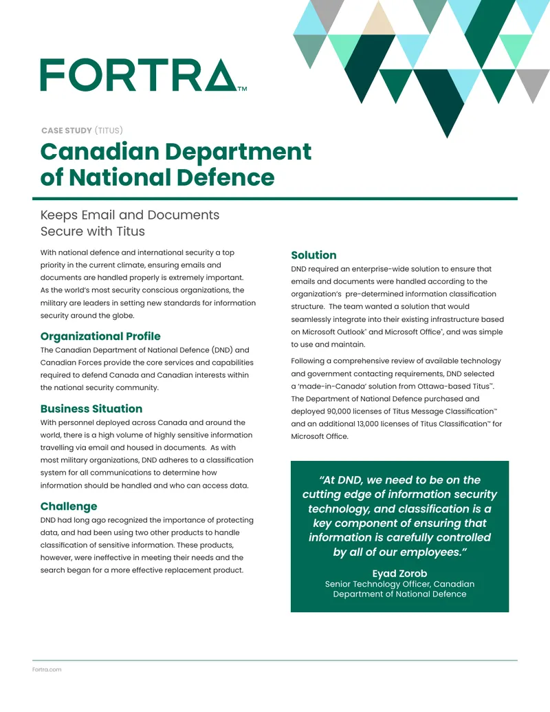 Canadian Department of National Defence Case Study