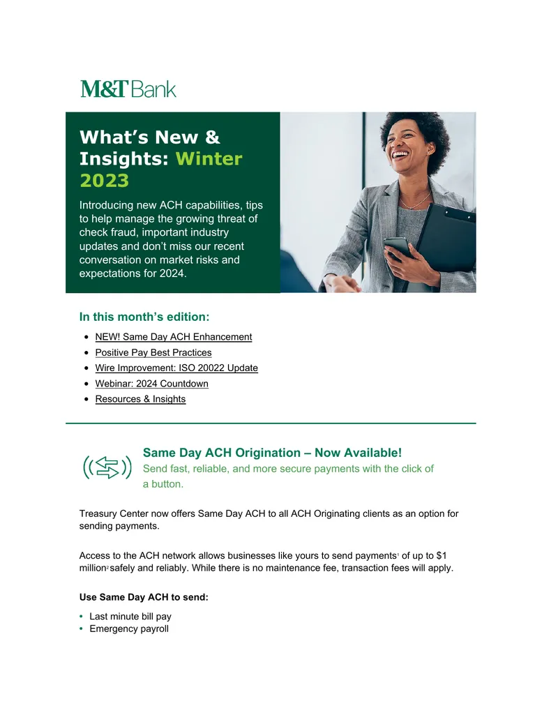 Winter 2023 Treasury Management Updates