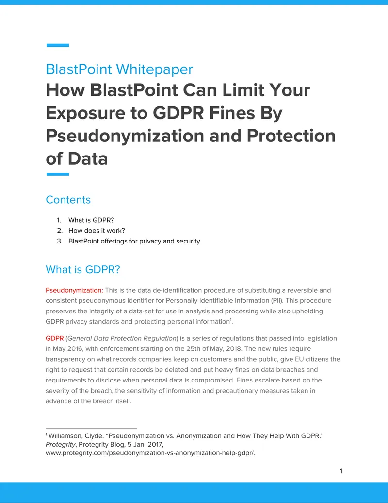 BlastPoint Whitepaper on GDPR Compliance