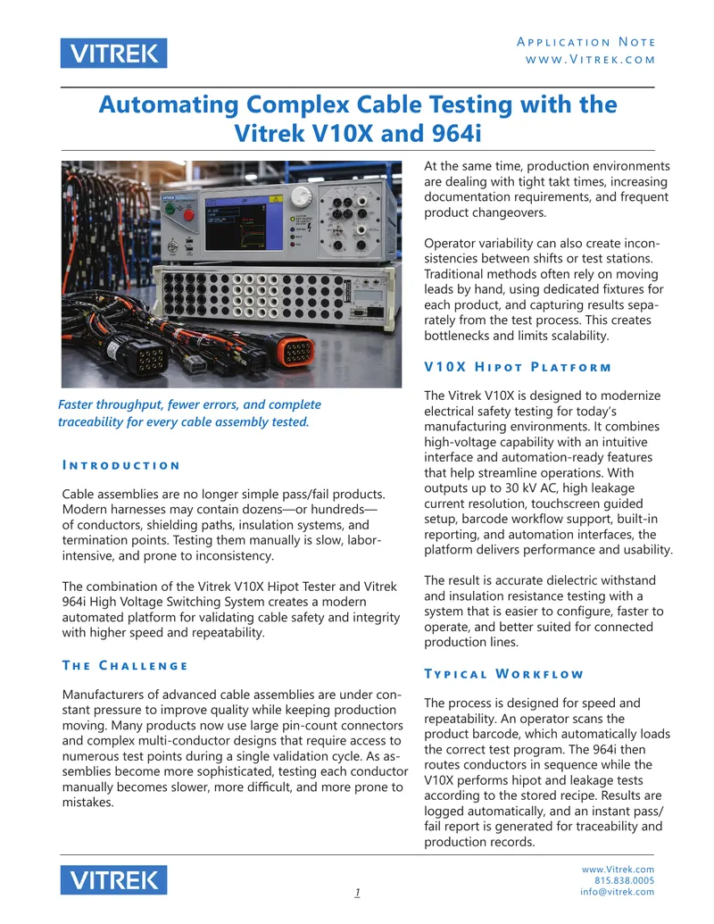 Automating Complex Cable Testing with Vitrek V10X and 964i