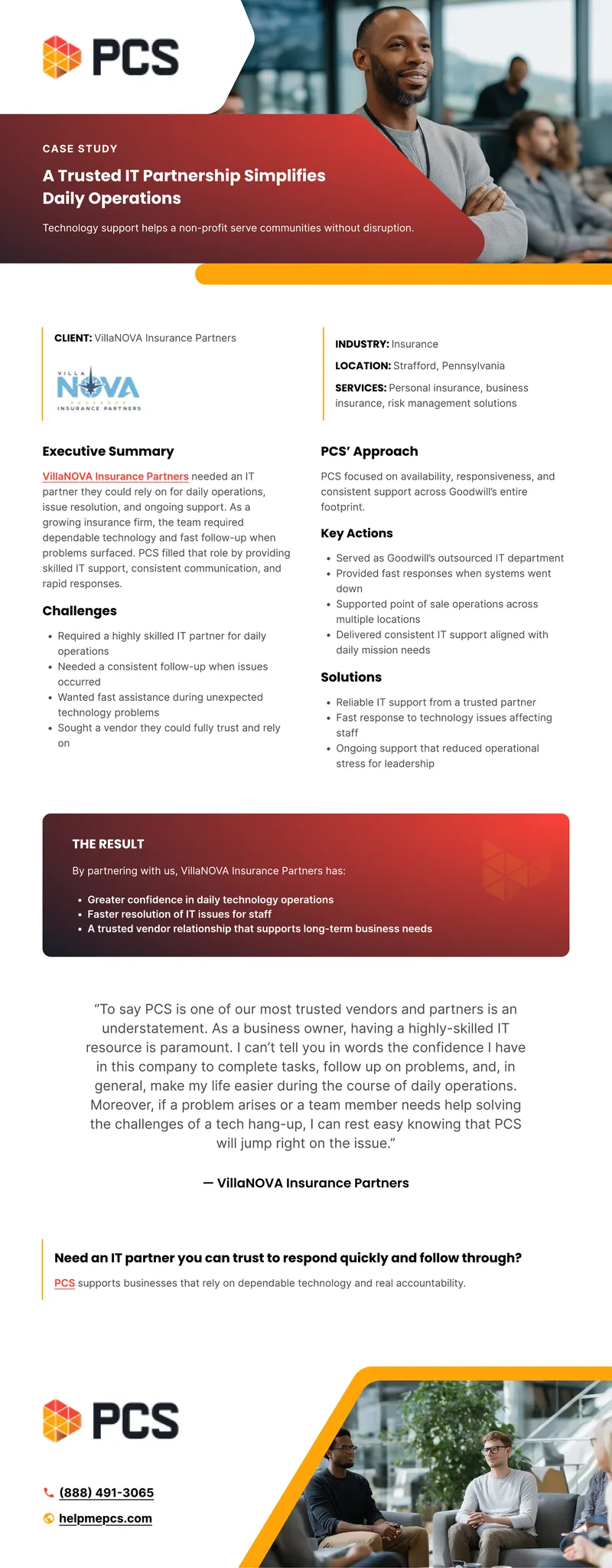 IT Partnership Case Study for VillaNOVA Insurance Partners