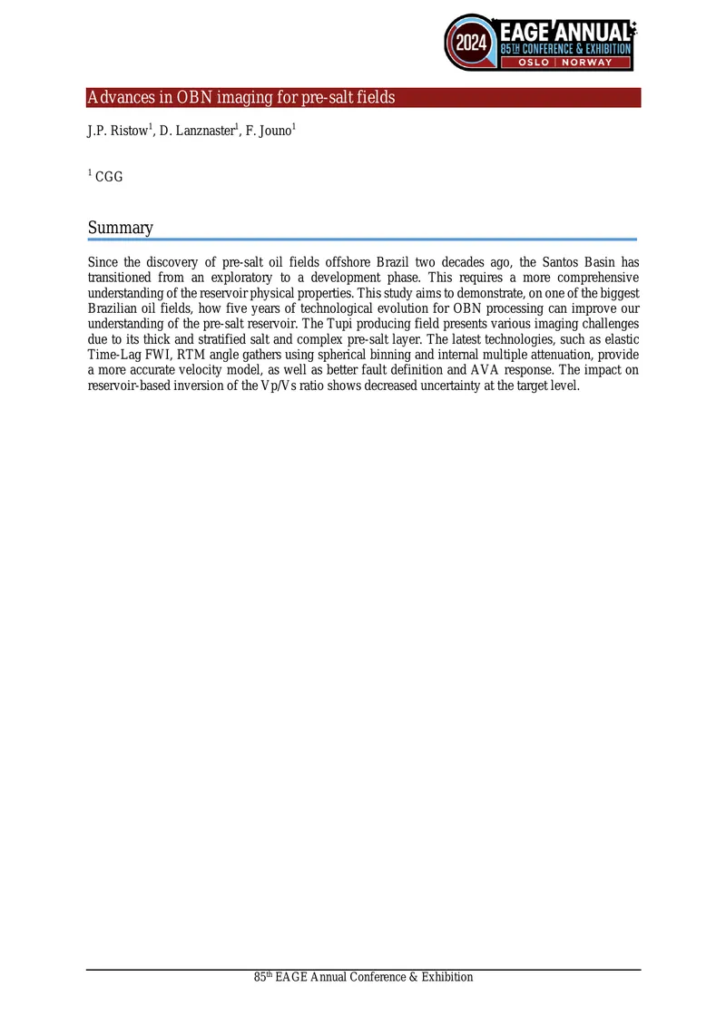 Advances in OBN Imaging for Pre-Salt Fields