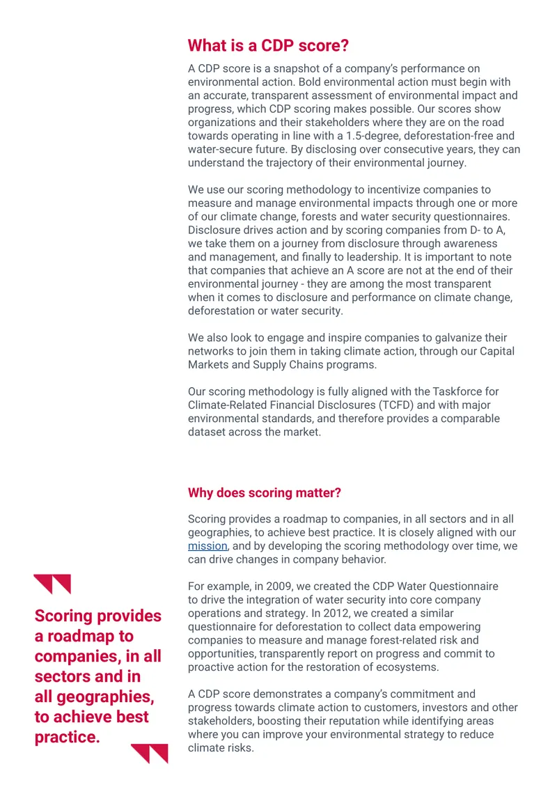 Understanding CDP Scoring Methodology and Impact