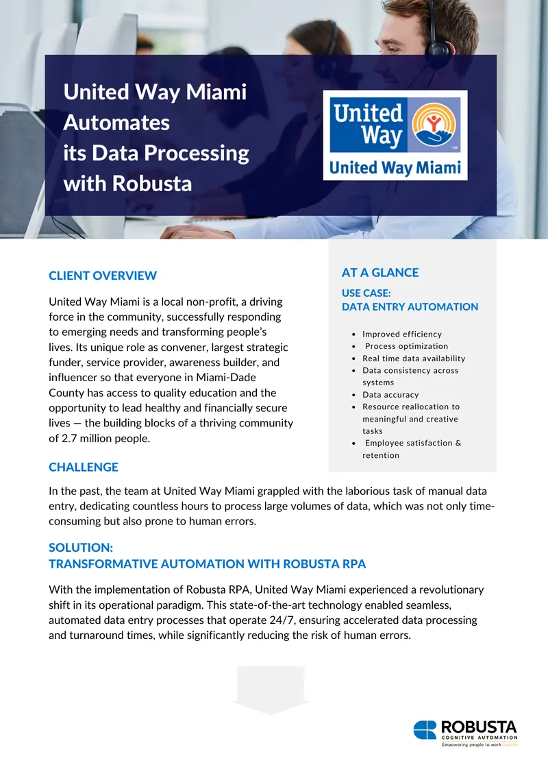 Data Entry Automation Implementation at United Way Miami