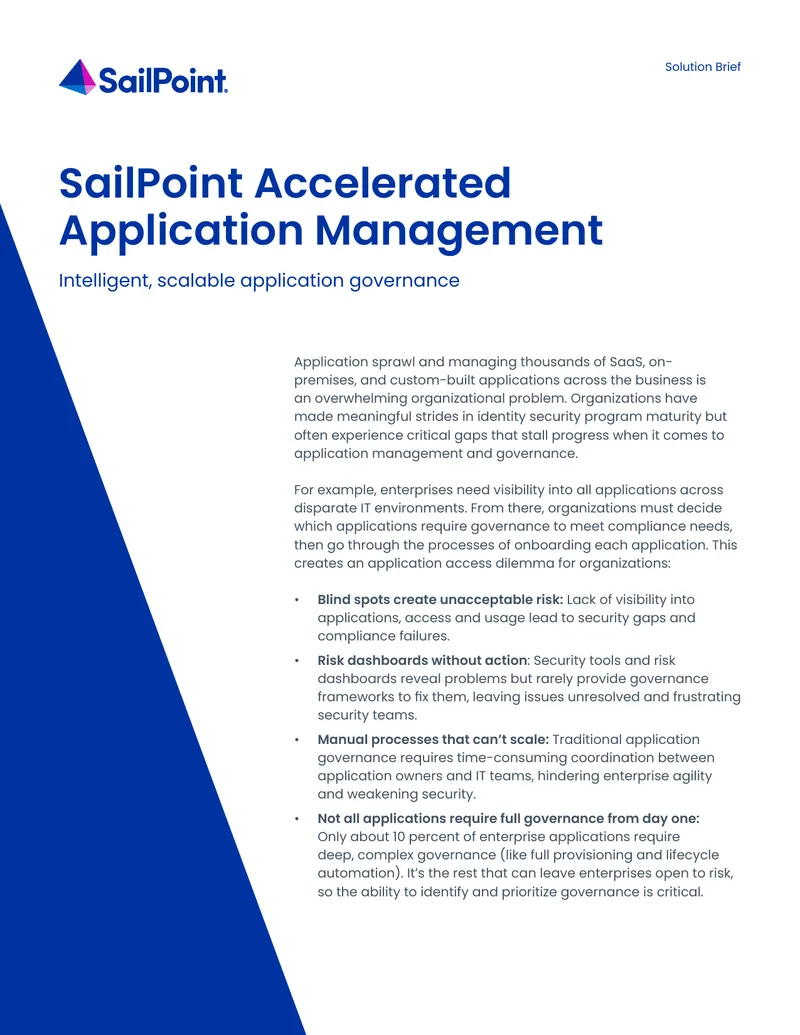 SailPoint Accelerated Application Management Solution Brief