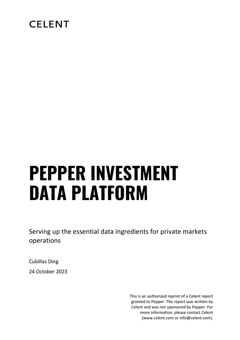 Pepper Investment Data Platform Overview