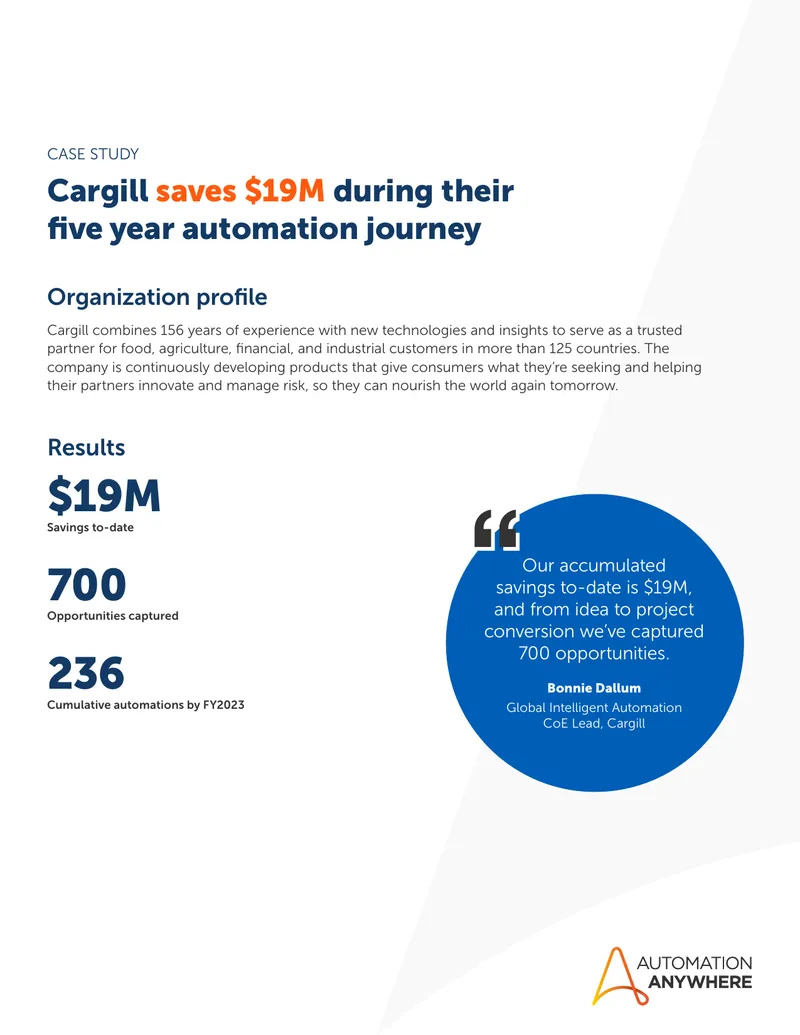 Cargill Automation Journey Case Study