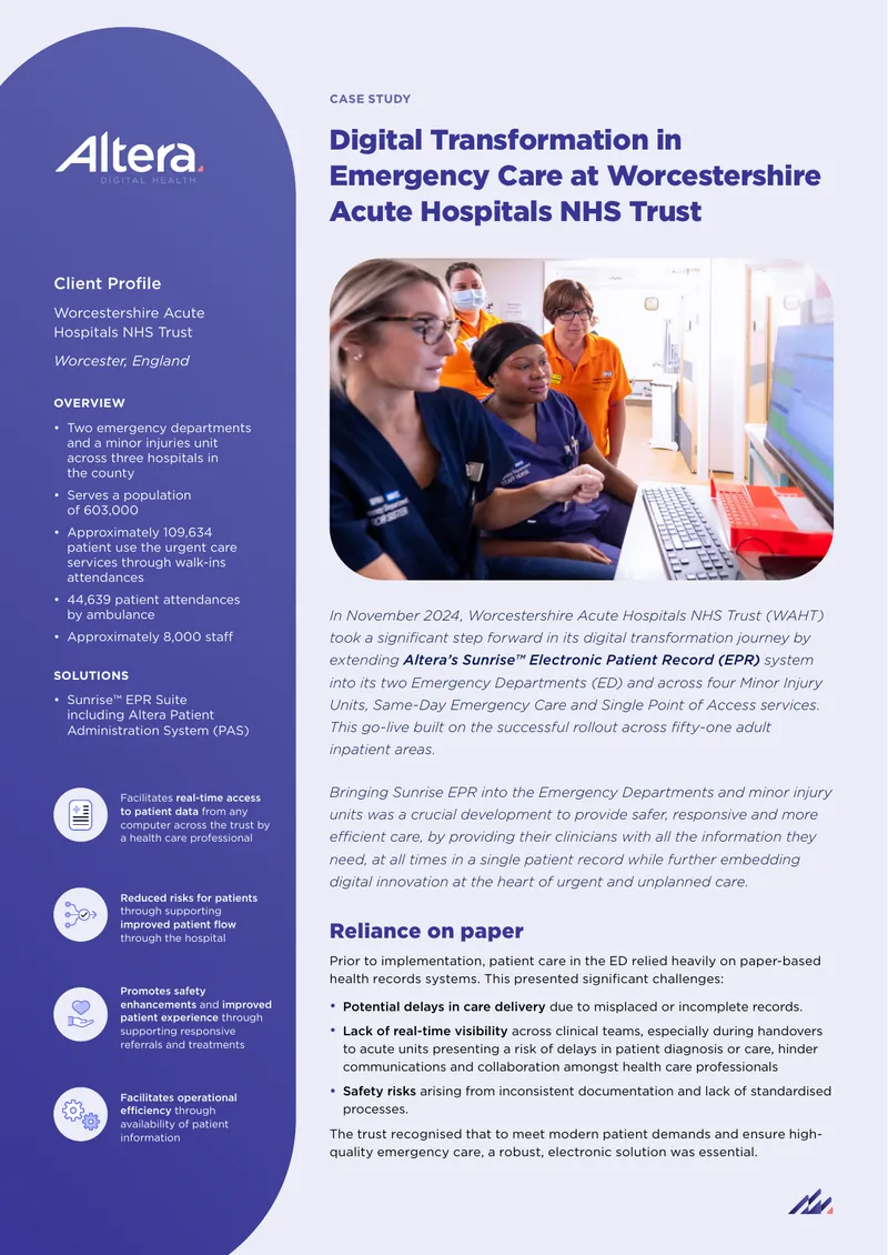 Digital Transformation in Emergency Care at Worcestershire Acute Hospitals NHS Trust