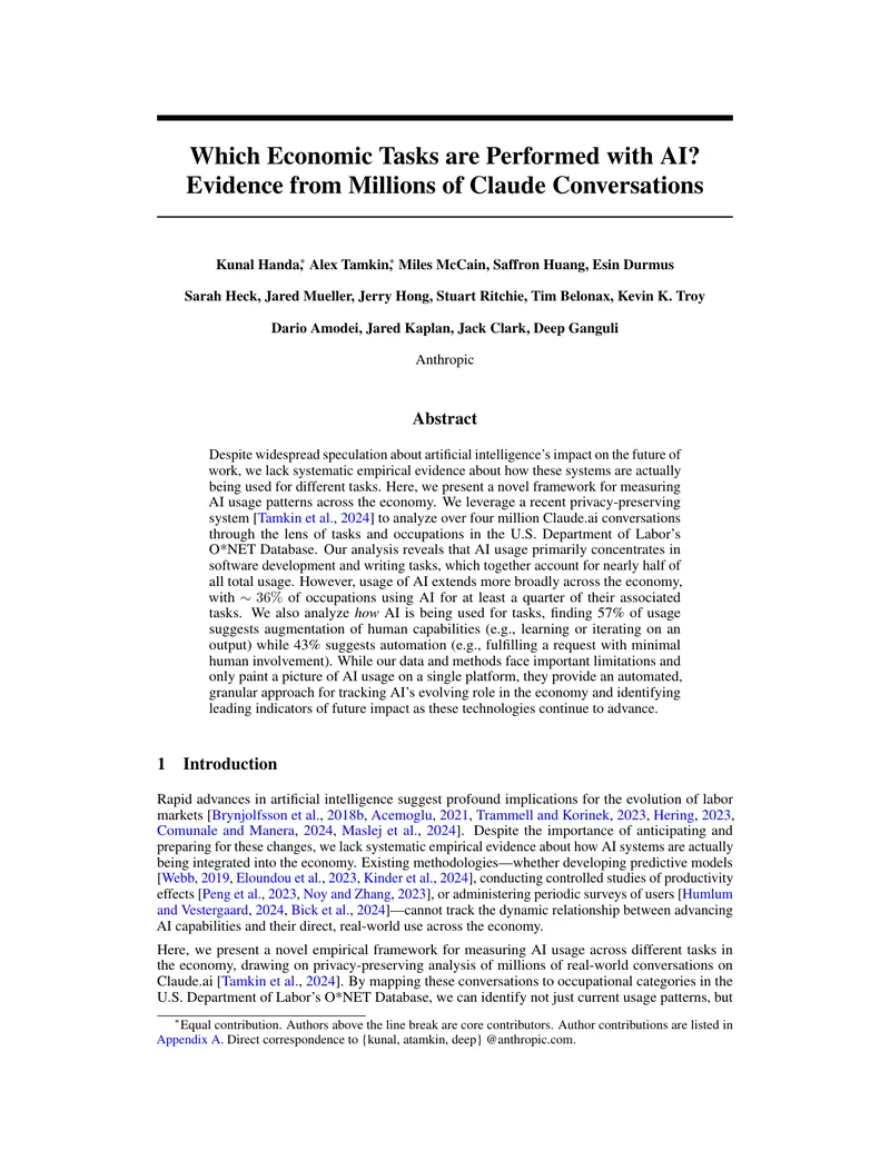 Measuring Economic Tasks Accomplished with AI