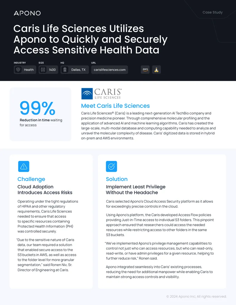 Caris Life Sciences Case Study on Apono Implementation