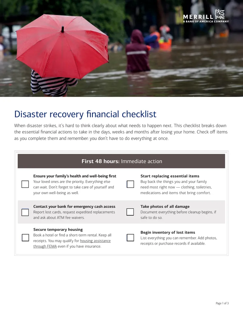 Disaster Recovery Financial Checklist