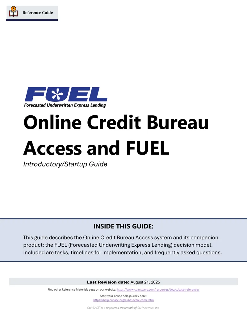 Online Credit Bureau Access and FUEL Startup Guide