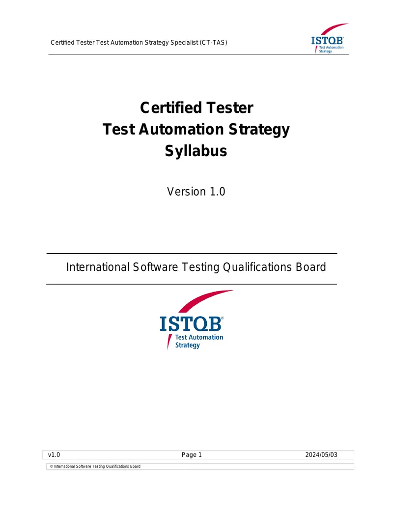 Certified Tester Test Automation Strategy Syllabus