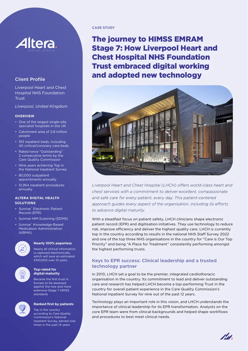 Liverpool Heart and Chest Hospital Digital Transformation Case Study