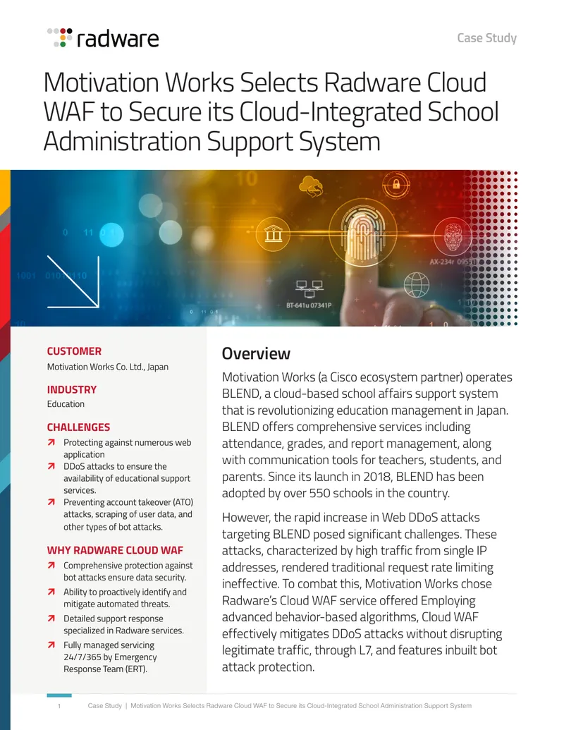 Motivation Works Case Study on Radware Cloud WAF Implementation