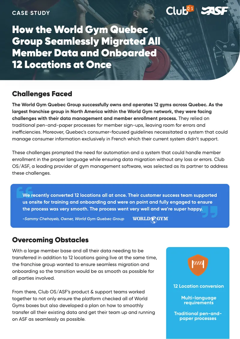 World Gym Quebec Group Data Migration Case Study