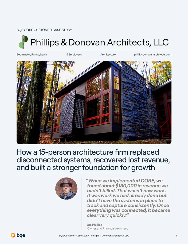 BQE Customer Case Study on Phillips & Donovan Architects
