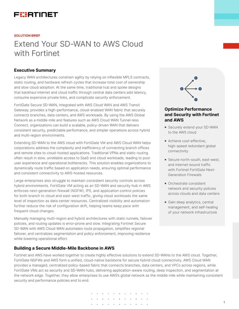 Extending SD-WAN to AWS Cloud with Fortinet