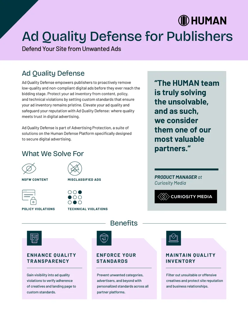 Ad Quality Defense for Publishers Overview