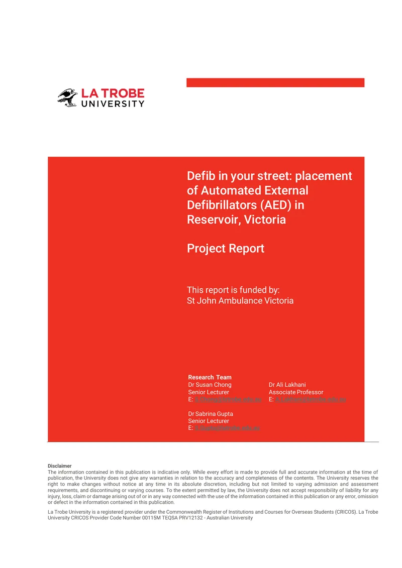 Placement of Automated External Defibrillators in Reservoir