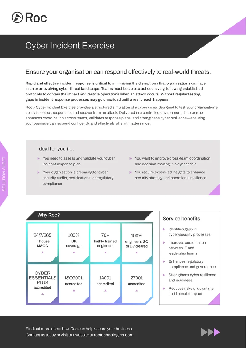 Cyber Incident Exercise Service Overview