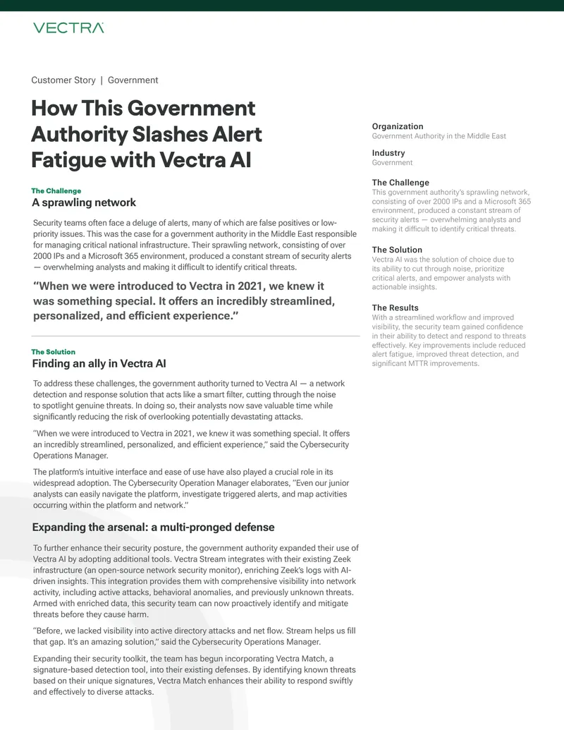 Government Authority Enhances Security with Vectra AI