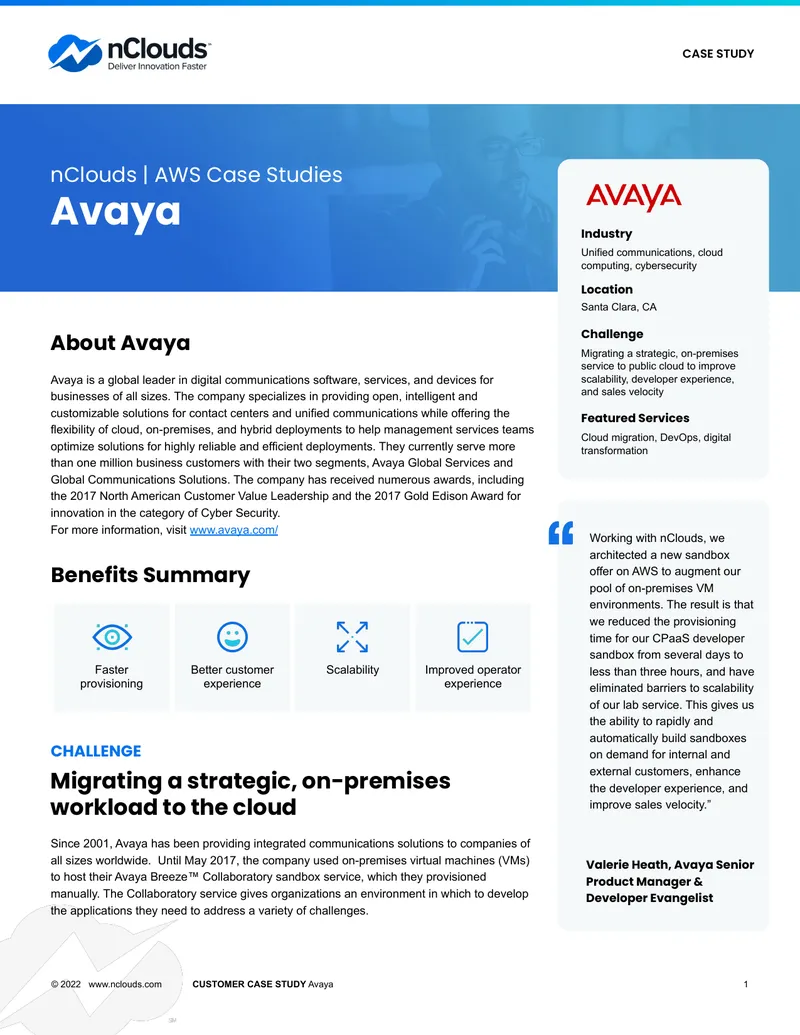 Avaya Cloud Migration Case Study