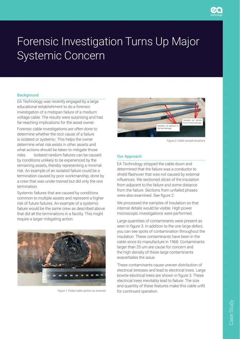 Forensic Investigation of Medium Voltage Cable Failure