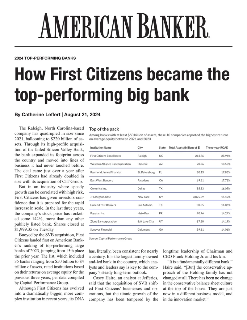 First Citizens Bank Growth and Acquisition Strategy