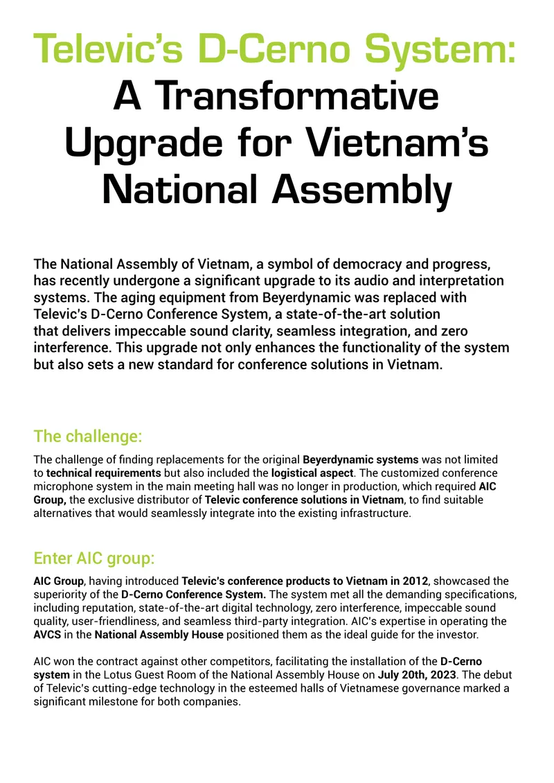 Televic D-Cerno System Upgrade for National Assembly