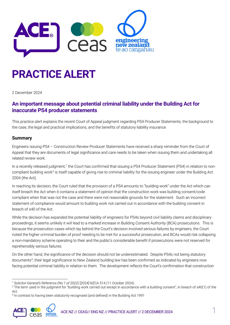 Legal Implications of PS4 Producer Statements
