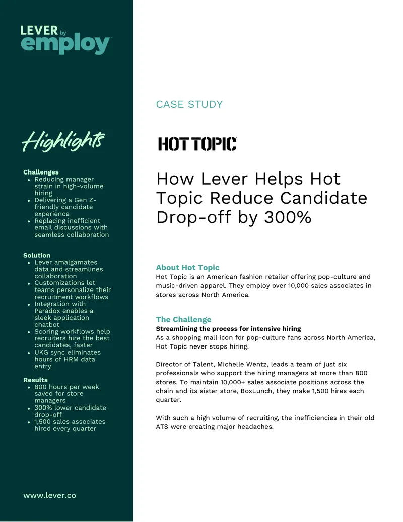 Hot Topic Recruitment Process Improvement Case Study