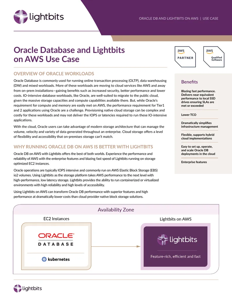 Oracle Database and Lightbits on AWS Use Case