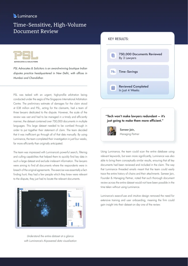 Efficient Document Review Using Luminance Technology