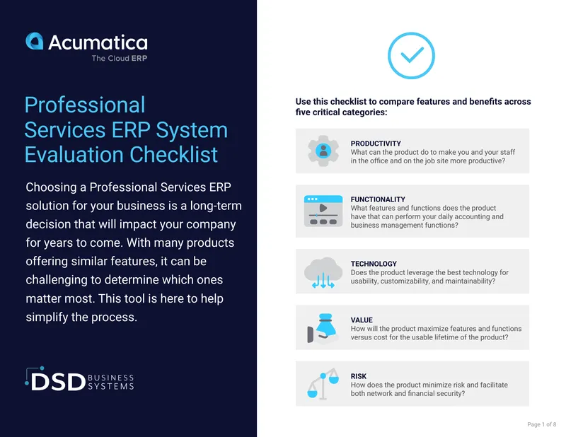 Professional Services ERP System Evaluation Checklist