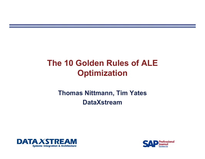 Optimization of ALE Performance in SAP Systems