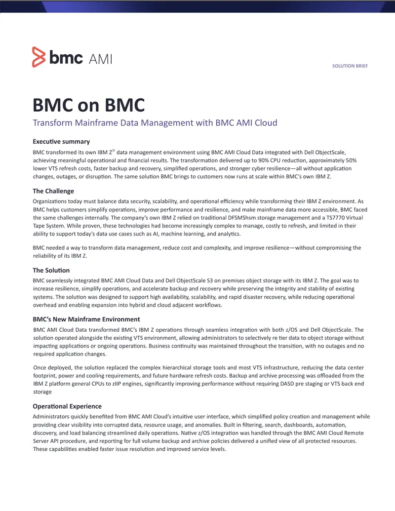 Transforming Mainframe Data Management with BMC AMI Cloud