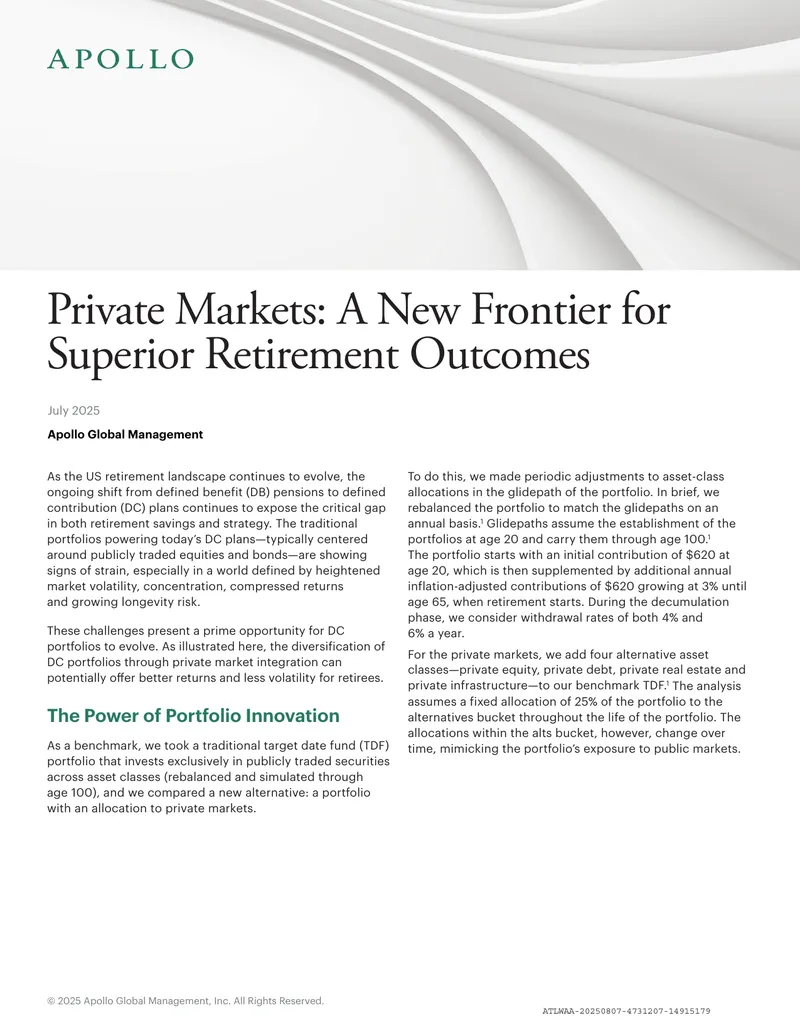 Private Markets Integration in Retirement Portfolios