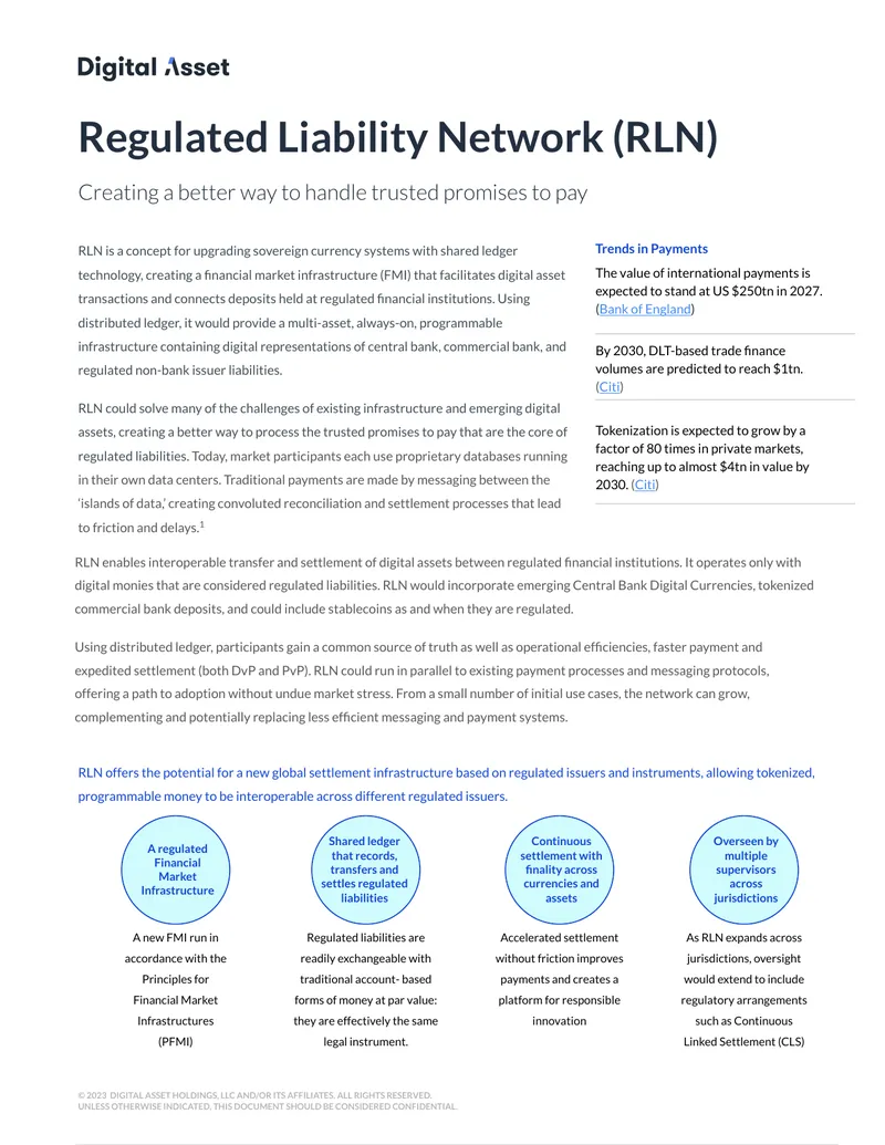 Regulated Liability Network Implementation Overview