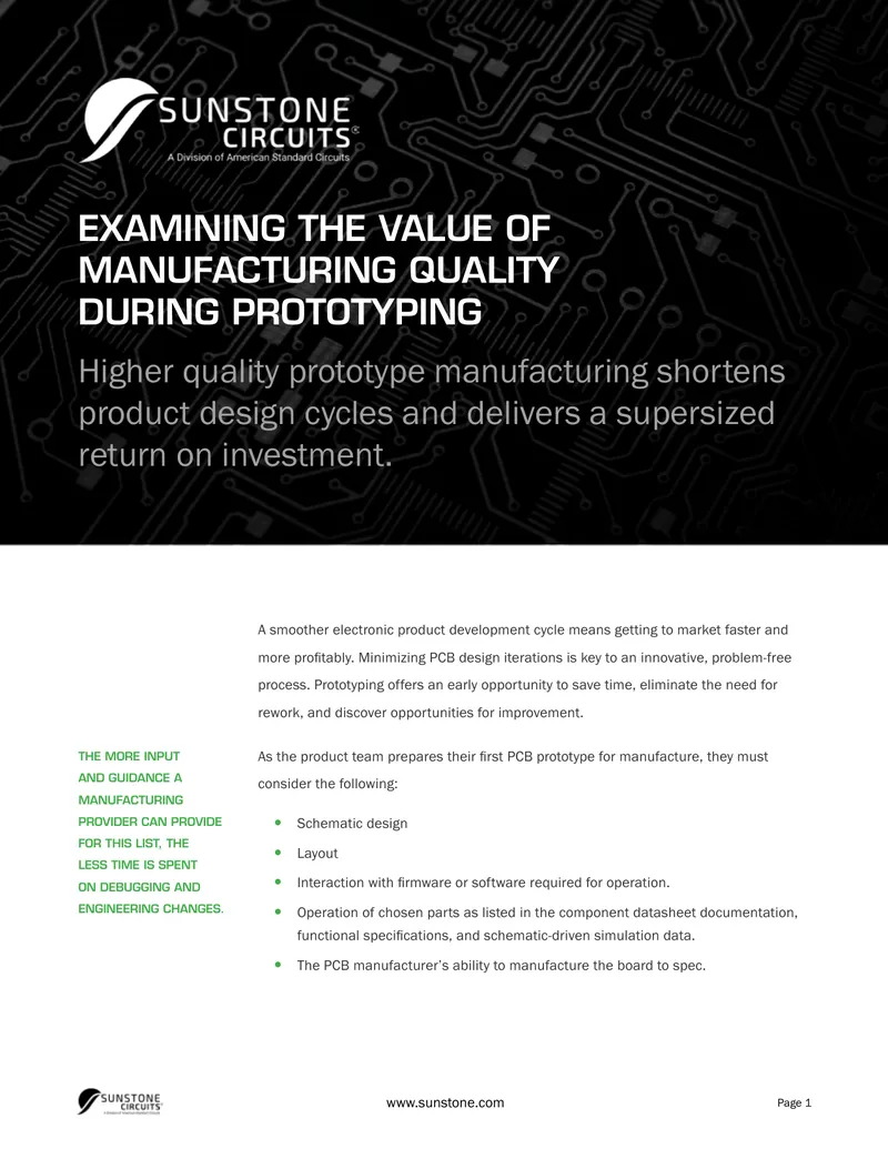 Manufacturing Quality During Prototyping
