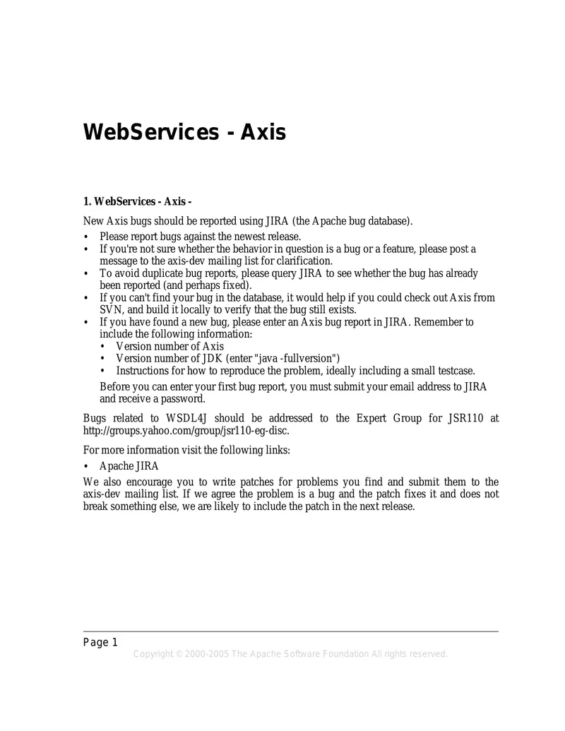 Guidelines for Reporting Bugs in Axis