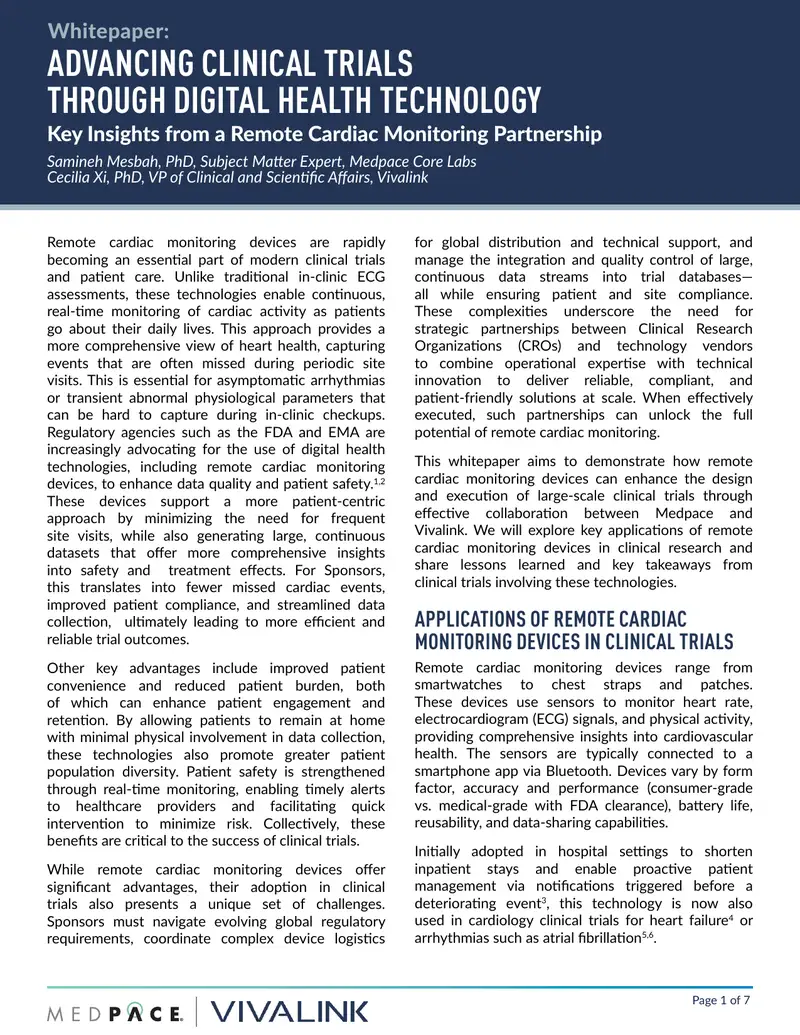 Applications of Remote Cardiac Monitoring in Clinical Trials