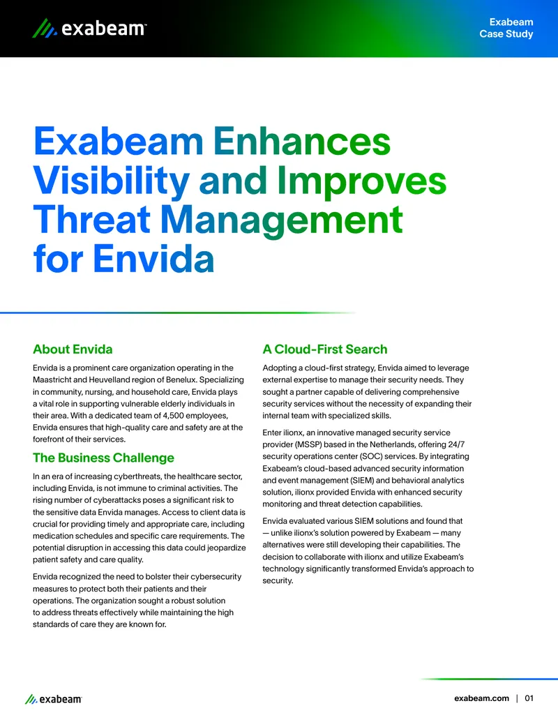 Exabeam Enhances Cybersecurity for Envida