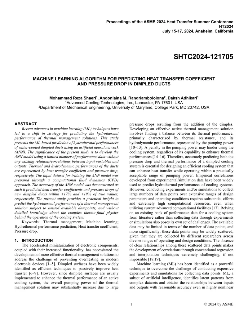 Machine Learning Algorithm for Predicting Heat Transfer Coefficient