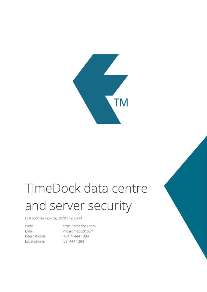 TimeDock Data Centre and Server Security Practices