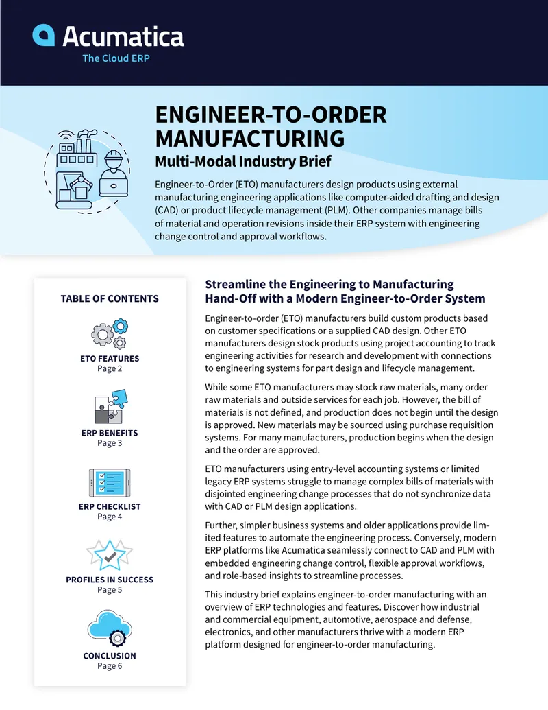 Streamlining Engineer-to-Order Manufacturing with ERP Systems
