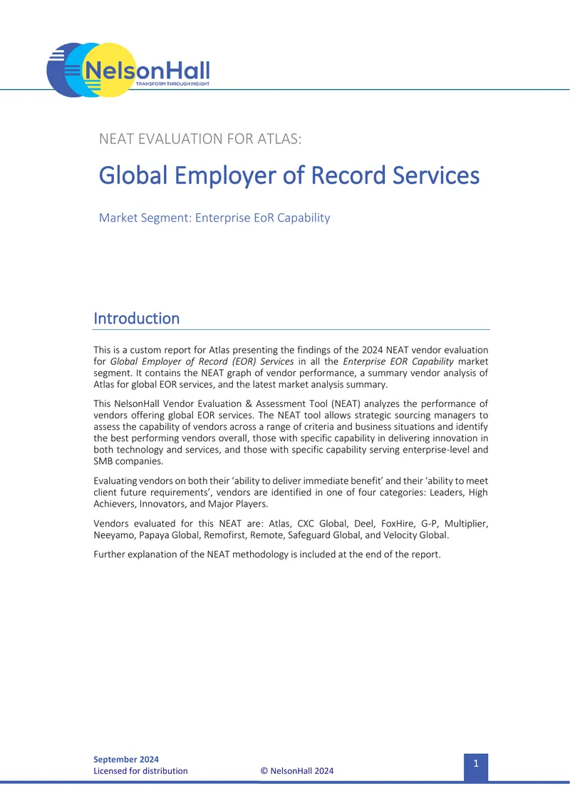 NEAT Evaluation for Atlas: Global Employer of Record Services
